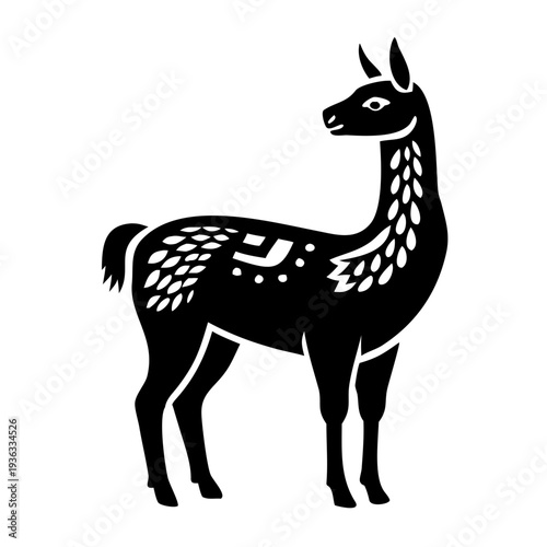 guanaco silhouette icon illustration for wildlife south american animal nature and desert design
