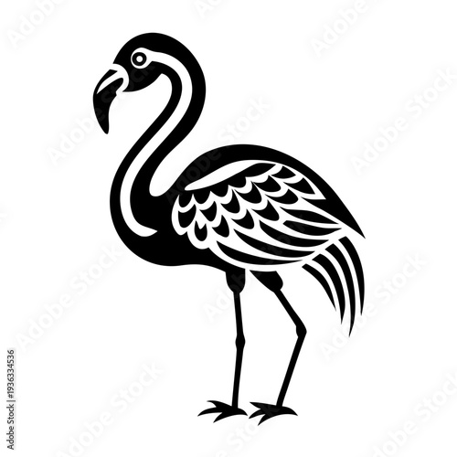 flamingo silhouette icon illustration for tropical bird wildlife nature and lake design