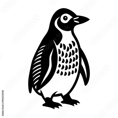 penguin silhouette icon illustration for wildlife antarctic winter and nature design