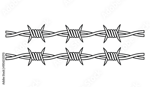 A black and white illustration of barbed wire