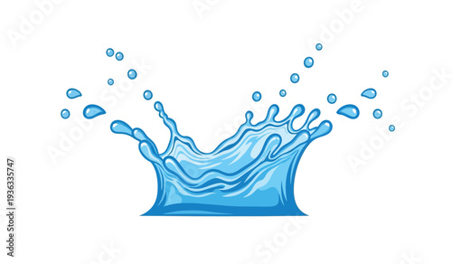 A blue water splash on a with droplets flying everywhere