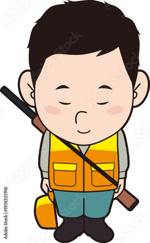 お辞儀する男性猟師