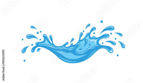 A blue water splash on a with droplets flying everywhere in all directions