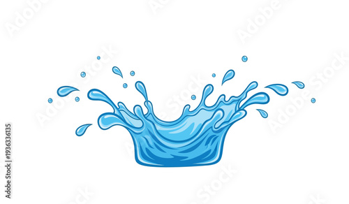 A blue water splash on a with droplets flying everywhere