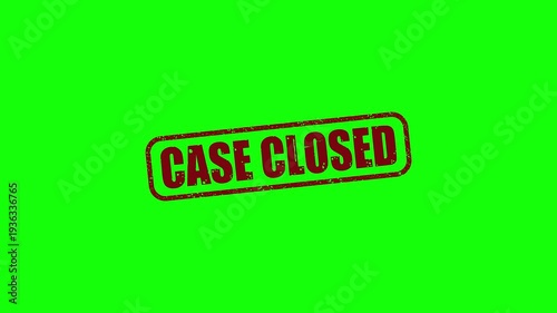Textured Case Closed text animation. case closed Rubber Stamp motion. impression slide down rubber seal 4k video.