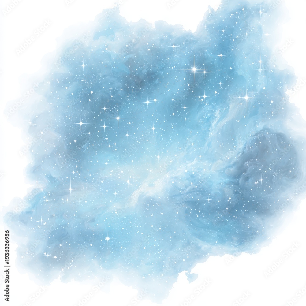 Fototapeta premium Abstract Blue Nebula Swirl with Tiny White Stars and Subtle Sparkles