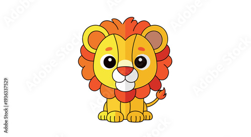 Adorable cartoon lion illustration for children on white background