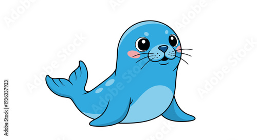 Cute cartoon seal illustration on a simple background from a front viewpoint
