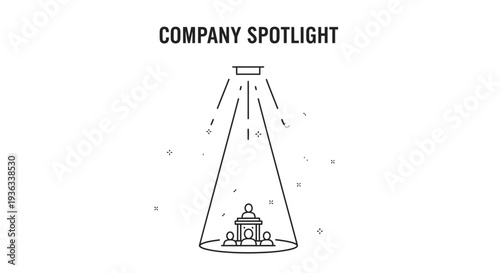 Simple line art graphic displays a spotlight illuminating a small, detailed structure under the bold heading Company Spotlight.