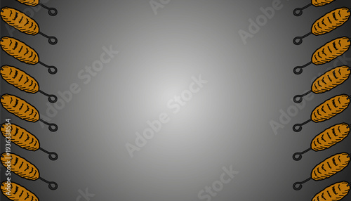 Shrimp Tempura Pattern. Frame Fried Seafood Background. Crispy Japanese Snack Illustration. Hand Drawn Doodle Style. Food Packaging Texture Design.