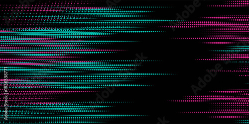 Abstract pink and tosca thunder strom color. Modern sticker wrap. Halftone effect. Vector illustratio