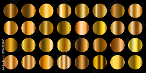 Luxury Gold Metallic Gradient Texture Set with Shiny Foil Effect – Premium Vector Background Pack.