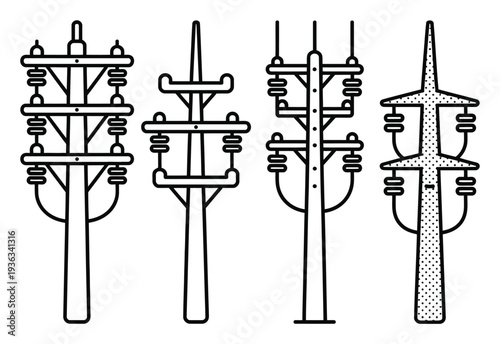 Electricity Pylon Designs Vector Illustration
