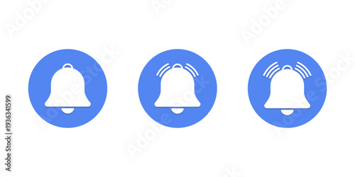 Notification bell with shadow. Alert reminder symbol. Alarm chime sign