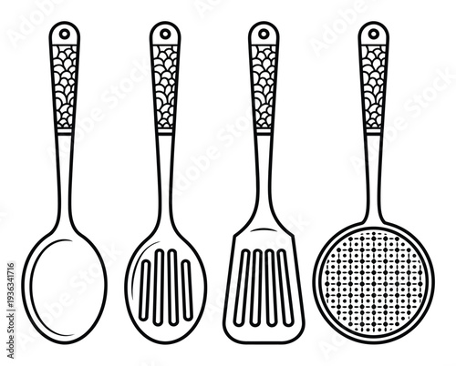 Kitchen Utensils Set Decorative Vector Illustration