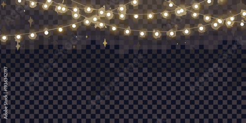String lights illuminate a dark transparent background with a grid