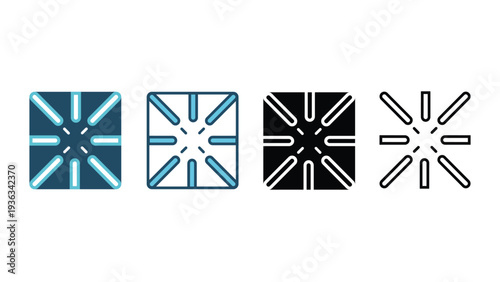 Loading Spinner Progress Indicator Square Icon Set for UI Design