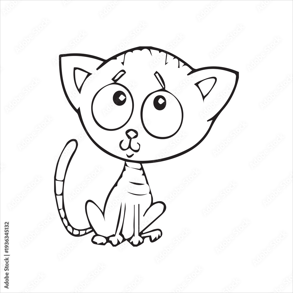 Obraz premium Cute Kitten Coloring Page Vector Image