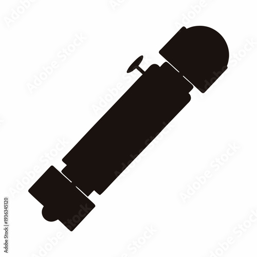 Abstract black and white illustration of a cylindrical device with adjustments
