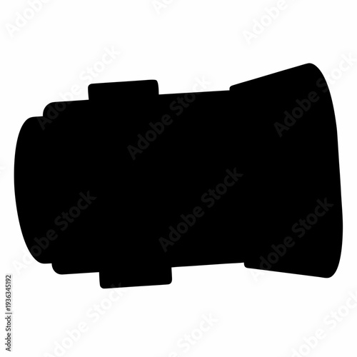 Silhouette of an industrial or mechanical component featuring cylindrical shapes and extensions