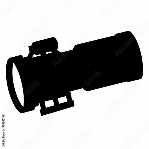 Silhouette of a telescopic sight for a rifle with mounting mechanism