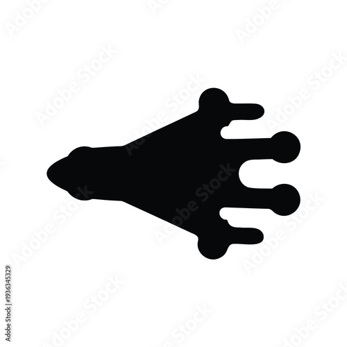 Abstract Black Shape Resembling Spaceship with Tentacles on a White Background