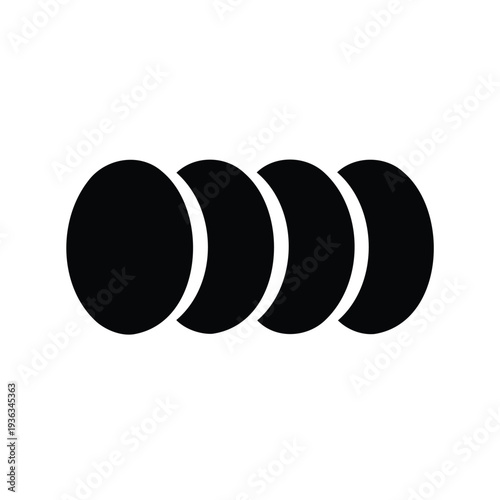Sequential Black Circles Overlapping in a Horizontal Line on White Background