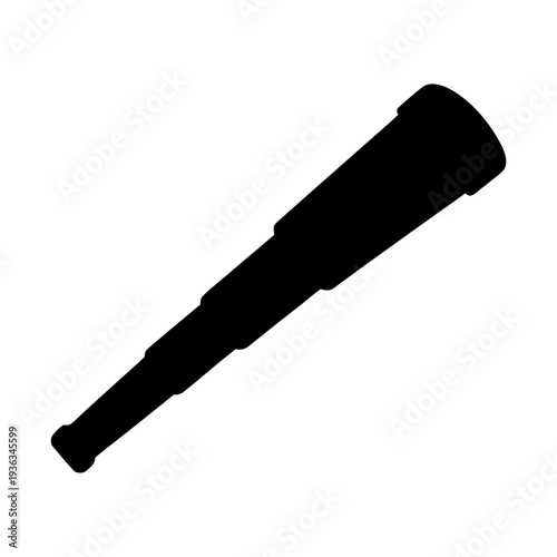 Silhouette of a classic telescope or spyglass on a white background