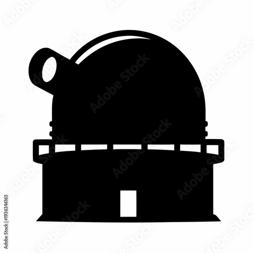 Silhouette of a domed astronomical observatory for celestial viewing and research
