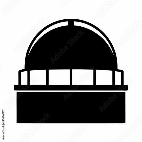 Simple black and white illustration of an astronomical observatory dome structure