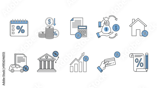 Finance Banking Loan Mortgage Investment Icon Set