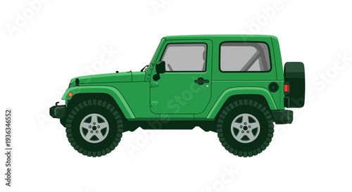 Green Jeep Wrangler Off-Road Vehicle Side View