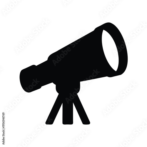 Silhouette of a telescope on a tripod, astronomy observation tool