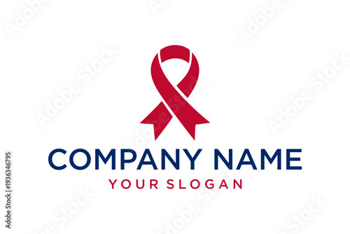 Red Awareness Ribbon Logo Template for Charity and Support Campaigns