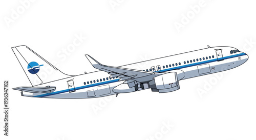 Modern Airplane Ascending, Jetliner Flying High, Aviation Transport, Travel Concept