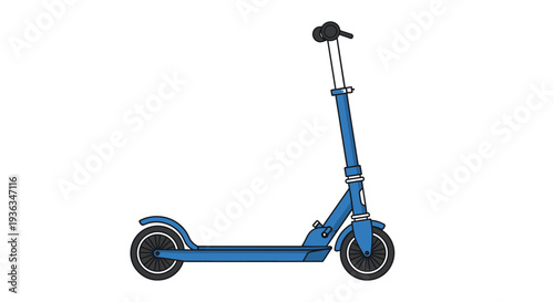 Modern blue electric scooter isolated on white background, urban transport