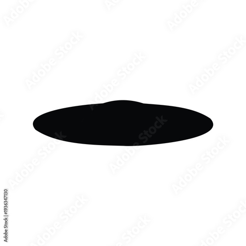 A simple black silhouette of an oval or disk against white backdrop