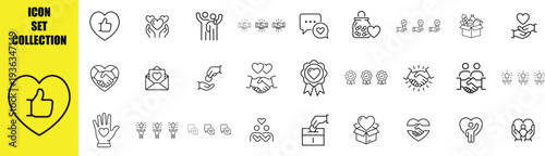 Line of people helping and loving each other with hearts line people helping social media