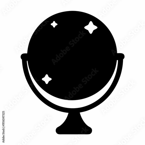 Fortune teller's crystal ball with sparkles resting upon a delicate stand