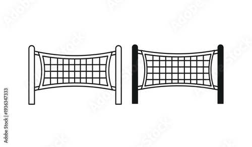 Two volleyball nets with different post colors