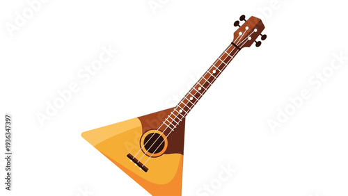 Illustration of a traditional stringed musical instrument with a triangular body and long neck against a plain white background.