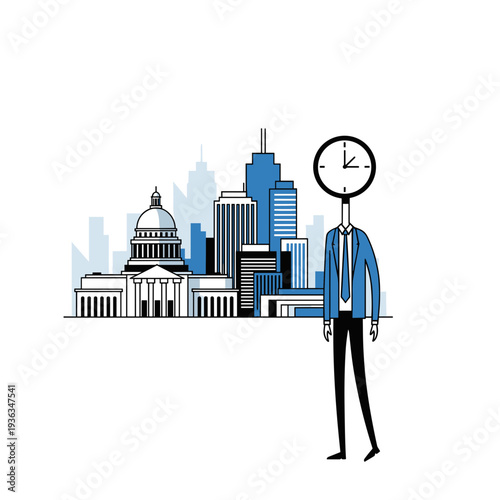 Urban Business Time Concept with Modern Skyline