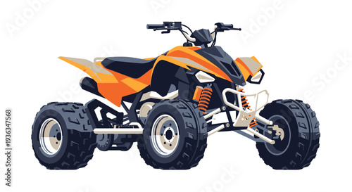 Orange ATV Quad Bike on White Background