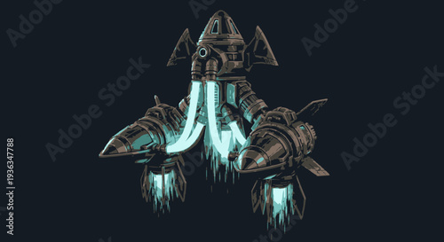 Futuristic Robotic Vehicle Concept with Glowing Propulsion Systems