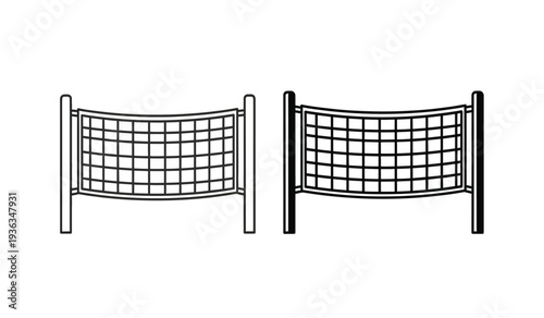 Two volleyball nets with different post colors