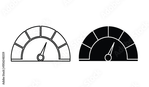 Two gauge icons in black and white on a pure for business or industrial use