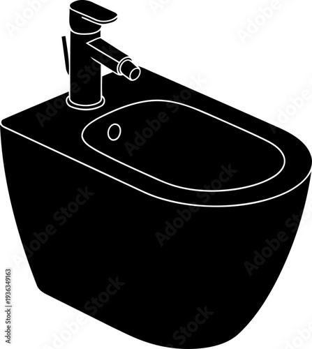 Ceramic bathroom bidet with faucet figure