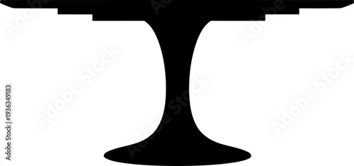 Circular bistro table outline with a flared trumpet base