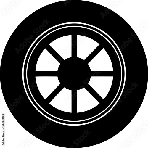 Circular spoke wheel geometric design silhouette
