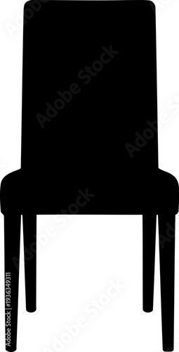 Contemporary dining chair silhouette from front view for interior furniture design